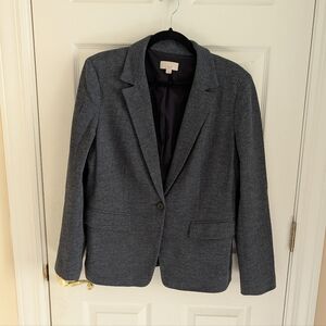 Loft Blue Tweed Blazer with Elbow Patches